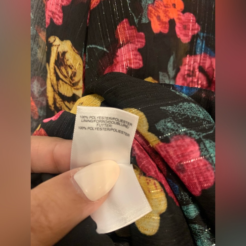 Rachel Rachel Roy Women's Tie-Waist Floral Print Dress Black Size Medium - Picture 8 of 10